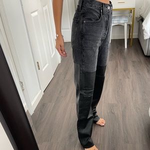 Agolde | Jeans | Agolde Black Half Denim Half Leather Jeans | Poshmark